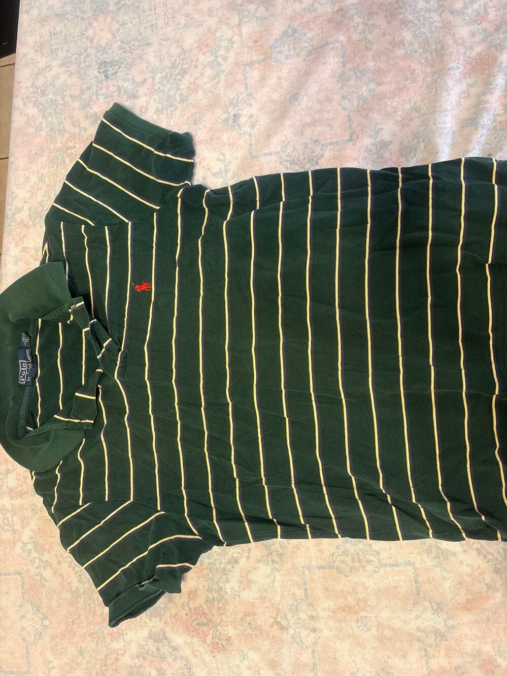 Polo Ralph Lauren Men’s Polo Shirt, L, Green Yellow Striped Casual